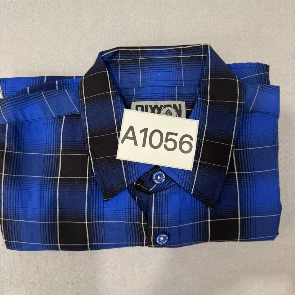 Dixxon The Cape Shirt Mens M Blue Black Plaid Bamboo Blend SS Button Up
